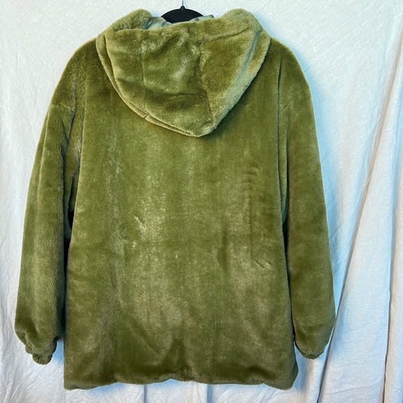 Be Proud By Bp. Gender Neutral Faux Fur Jacket In Olive Green M - Picture 4 of 16